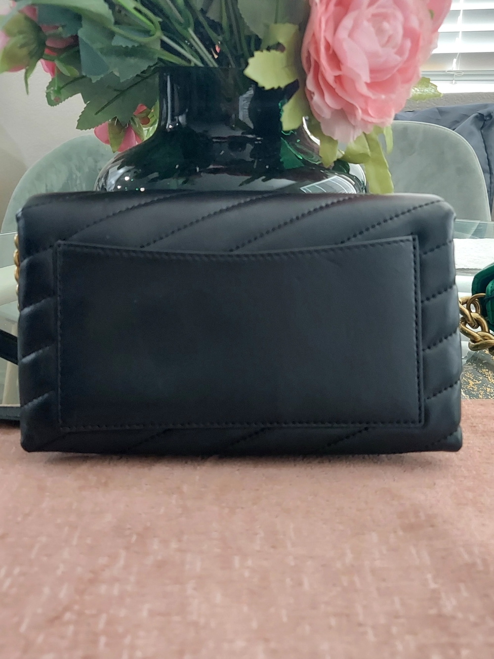 Tory Burch Black Quilted Leather Chain Strap Crossbody with Gold Logo - Picture 2 of 4